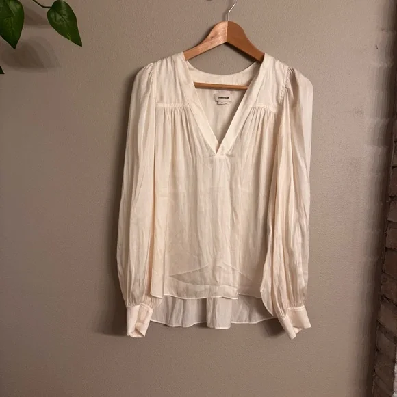ZADIG‎ & VOLTAIRE Telia V-Neck Satin Blouse